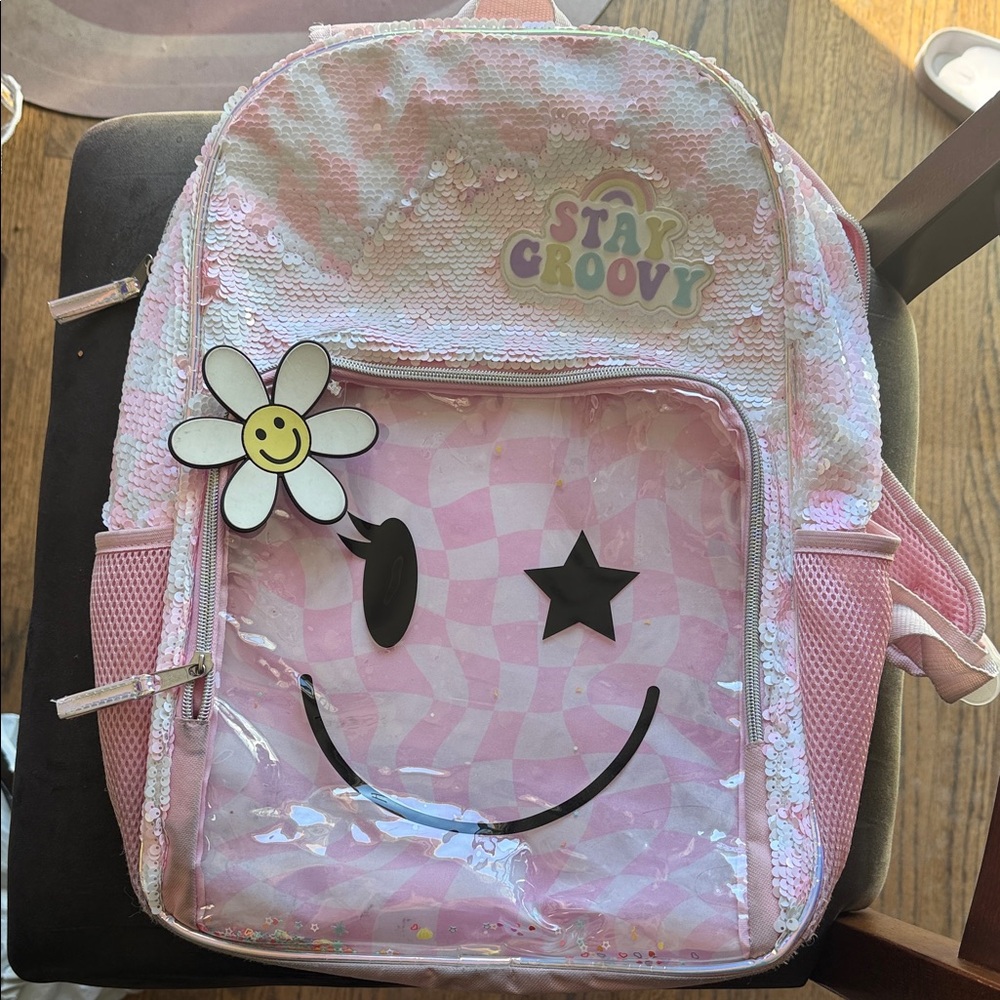 Stay Groovy Pink Kids Sequin Backpack